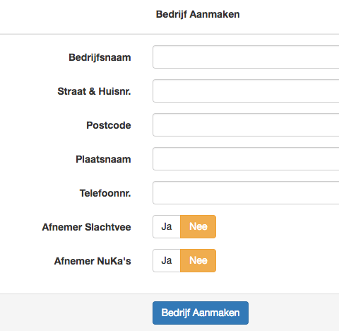 stallijst bedrijf aanmaken